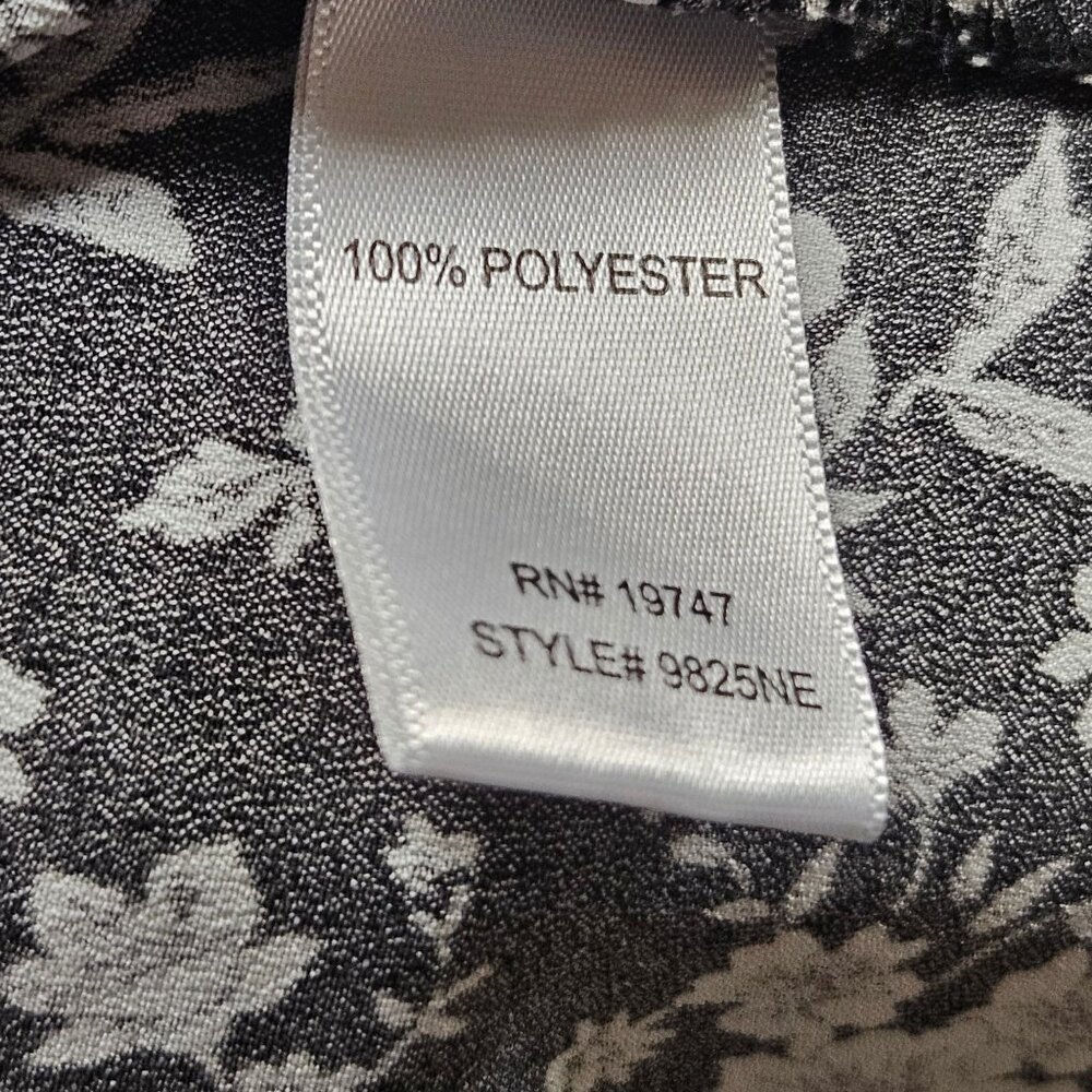 Nine Eight New York Tunic Womens Size XL Black White Floral Top Long Sleeve - Picture 8 of 9